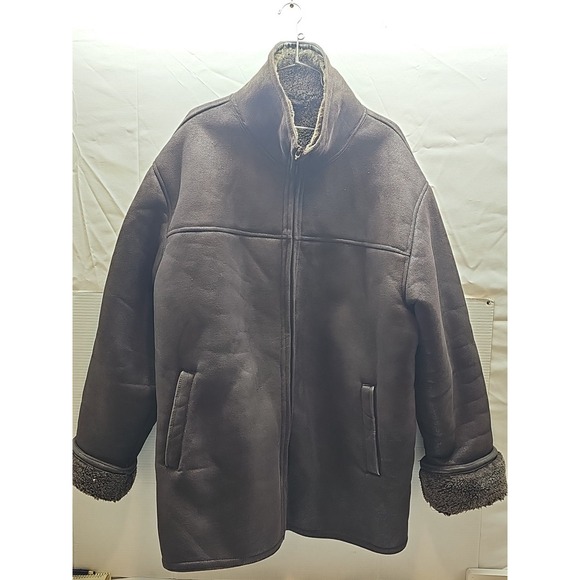 Wilsons Leather Other - Wilsons Leather Pelle Studio Shearling Bomber Jacket Brown Faux Fur Lined 2XL